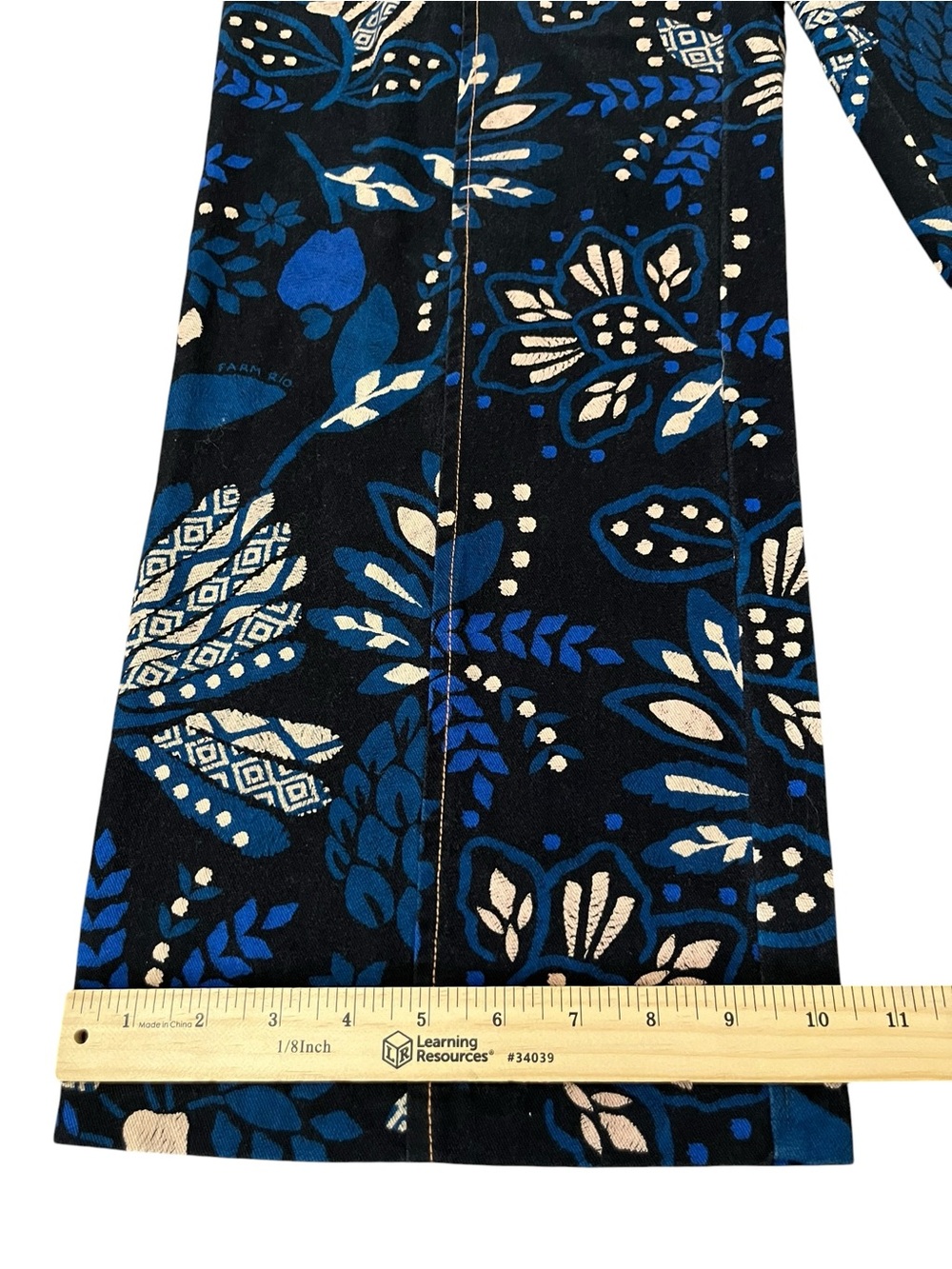 FARM Rio Macaw Forest Tropical Cotton Jumpsuit Black Blue Medium Anthropologie - Picture 14 of 16